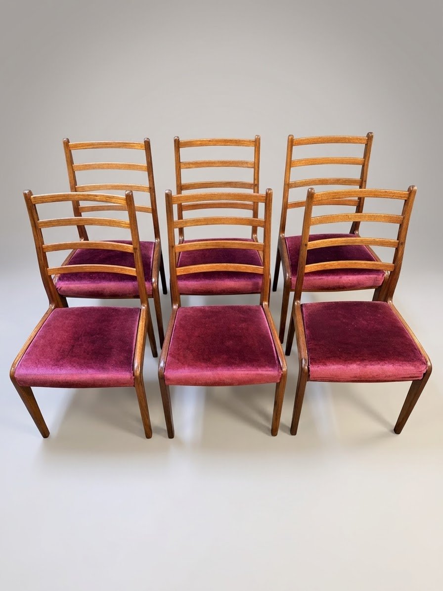 Set of Six G Plan Fresco Teak Ladder Back Dining Chairs - Image 5