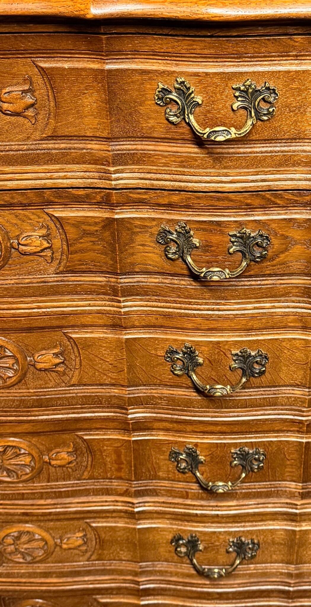 Louis XV Style Carved Oak French Tallboy - Image 5