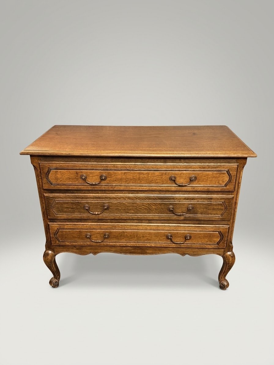 French Vintage Stained Oak Chest of Drawers - Image 2