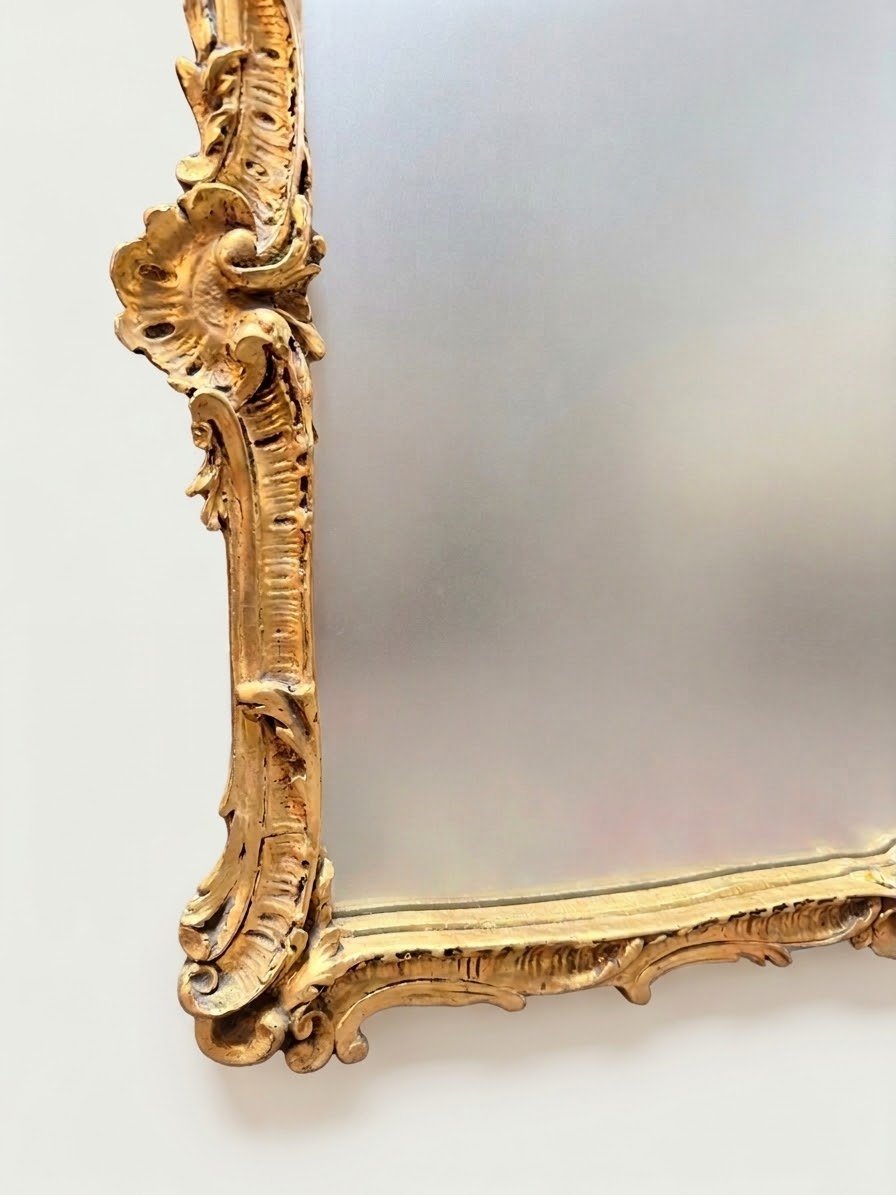 French Style Ornate Giltwood Panel Mirror - Image 2