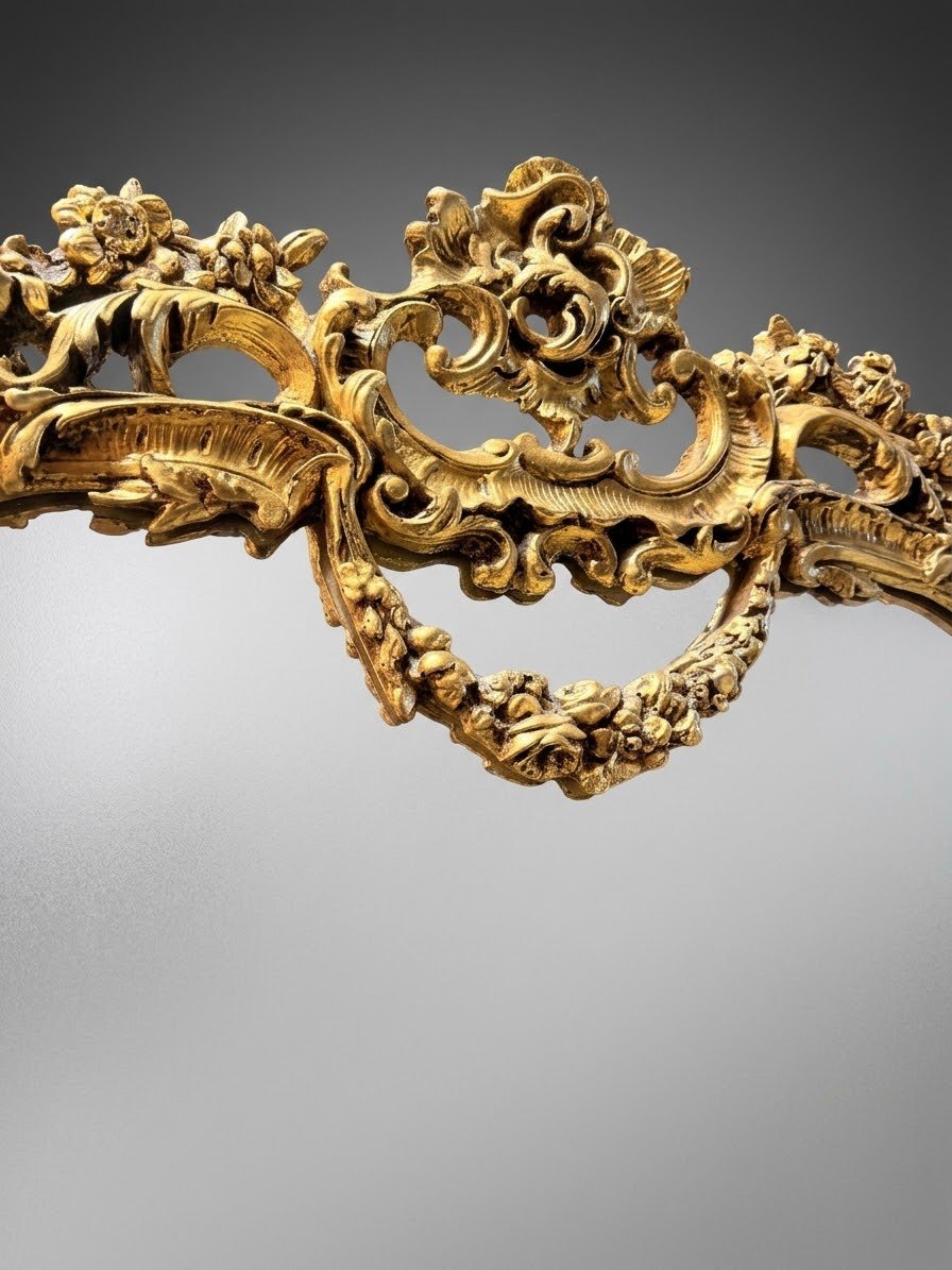 French Style Ornate Giltwood Panel Mirror - Image 3