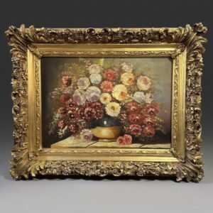 Vintage Floral Still Life Statement Framed Oil Painting