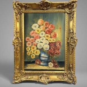Rich Floral Still Life Ornate Framed Oil Painting