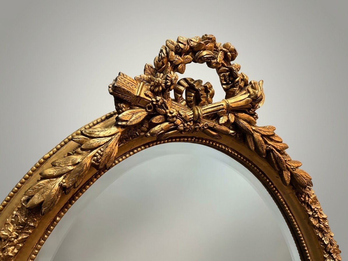 Elegant French Rococo Style Oval Mirror - Image 2