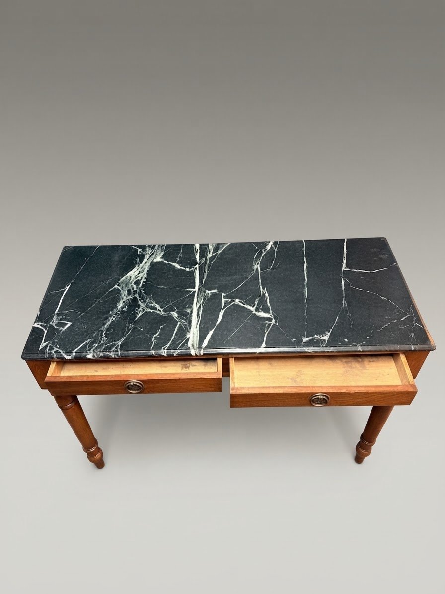 19th-Century Mahogany & Marble Top Side Table - Image 4