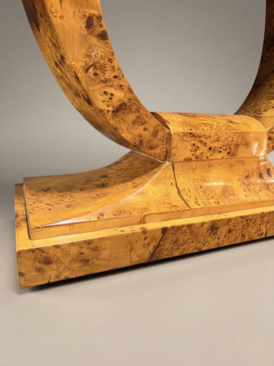 Art Deco Style Burl Walnut Console Table - Image 4
