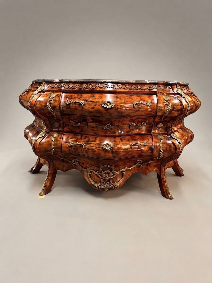 Magnificent French-Style Large Bombe Chest of Drawers w. Marble Top - Image 6
