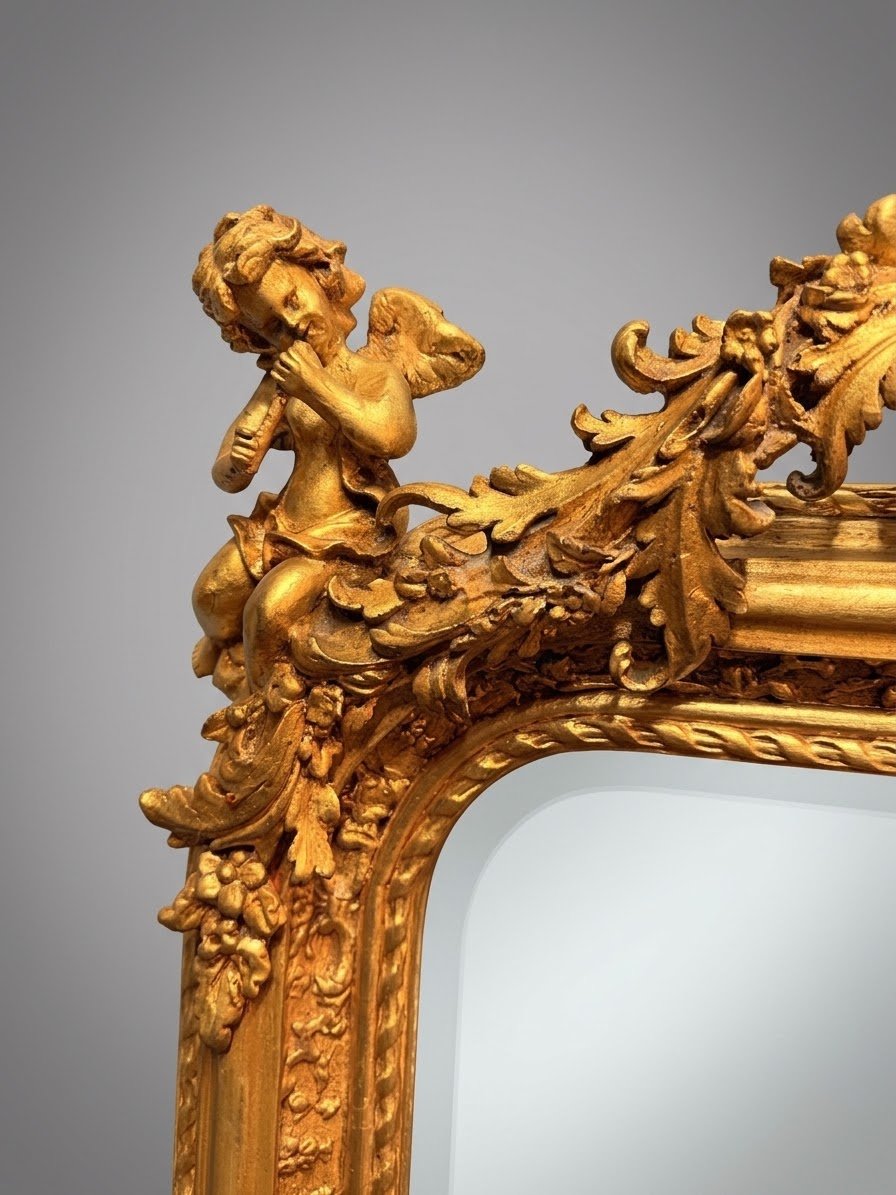French Style Gilt Wood & Plaster Panel Mirror - Image 2