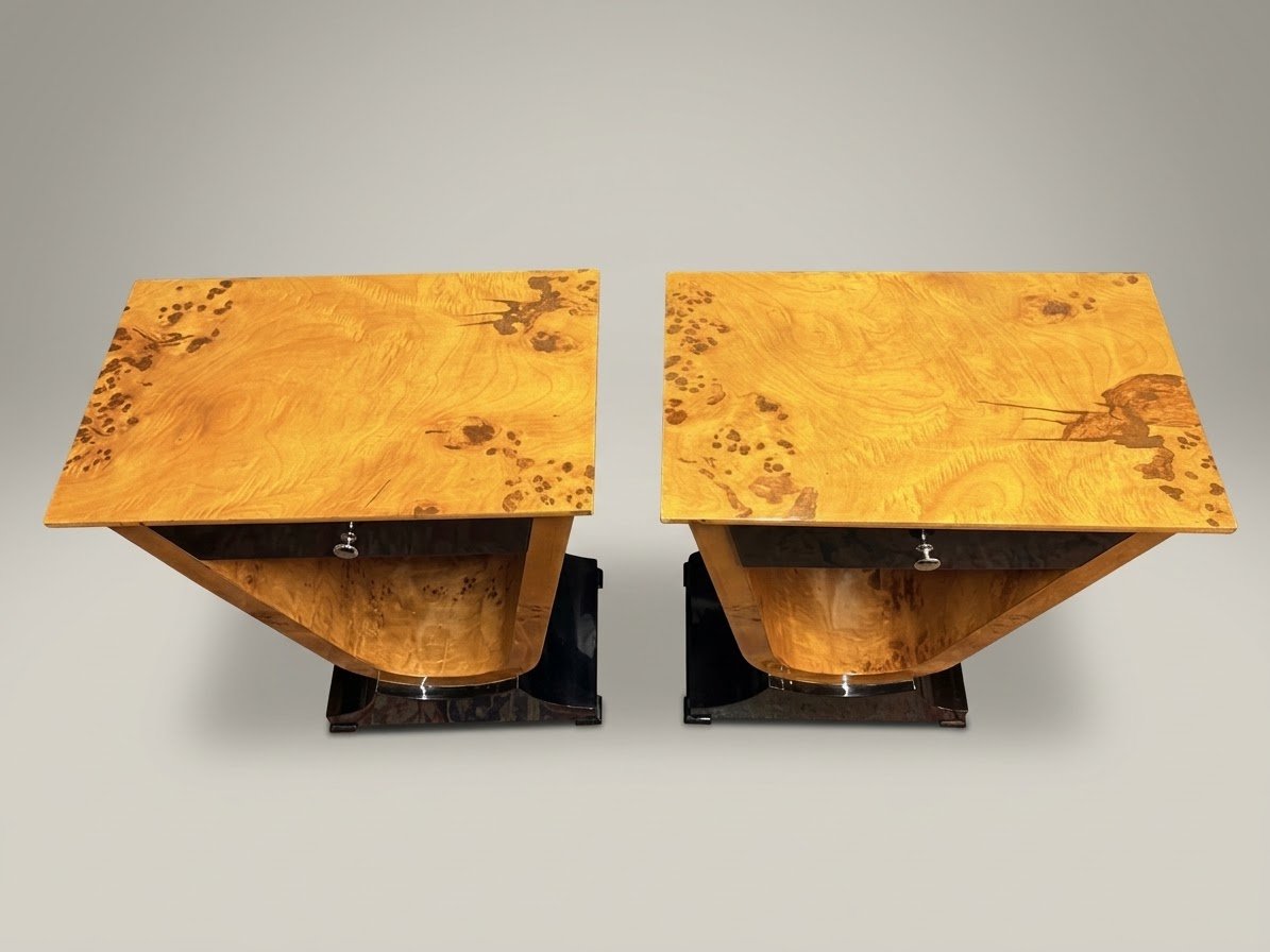 Pair of Architectural Art Deco Style Bedside Lockers / Nightstands - Image 3