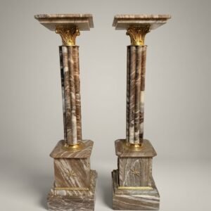 Pair of Marble and Brass Columns