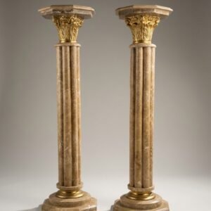 Pair of Marble and Brass Baroque Style Columns