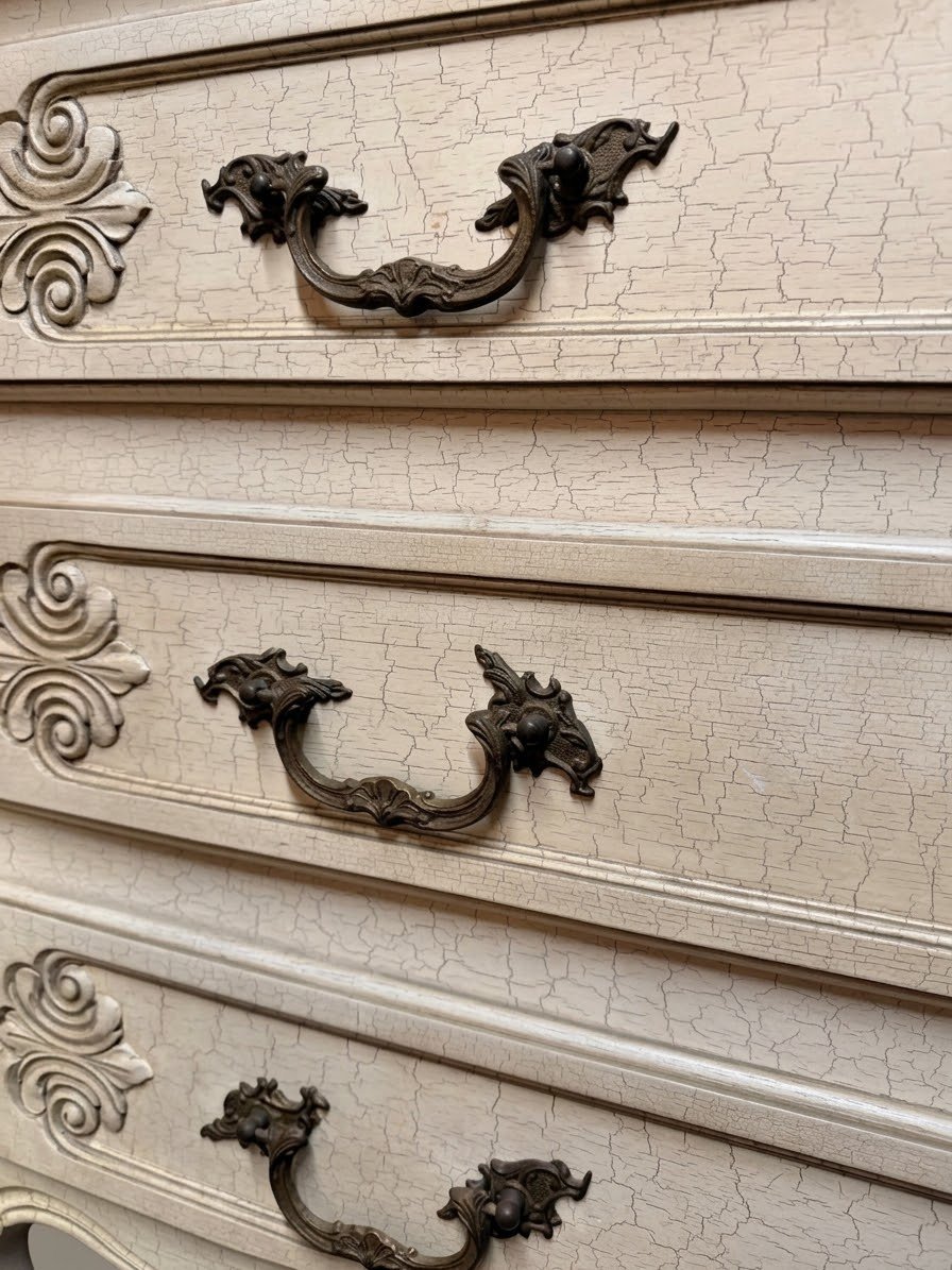 Stunning 20th C. French Commode with Crackle Finish Patina - Image 4