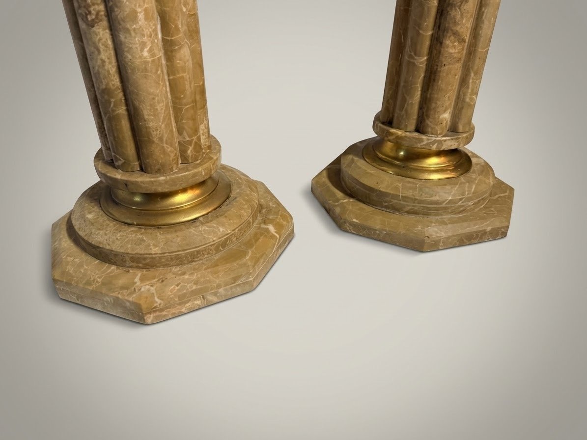 Pair of Marble and Brass Baroque Style Columns - Image 3