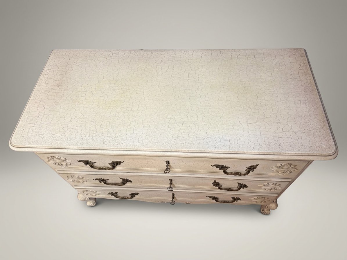 Stunning 20th C. French Commode with Crackle Finish Patina - Image 5