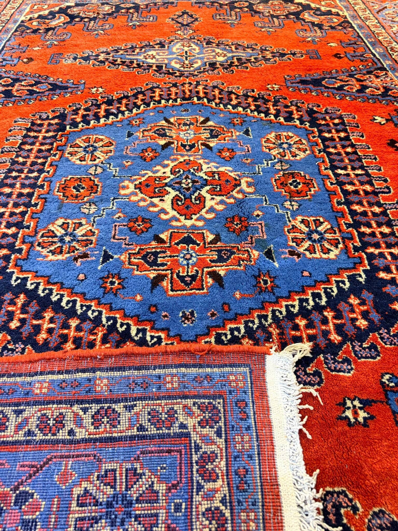 Large Vintage Handknotted Wiss Wool Rug - Image 3