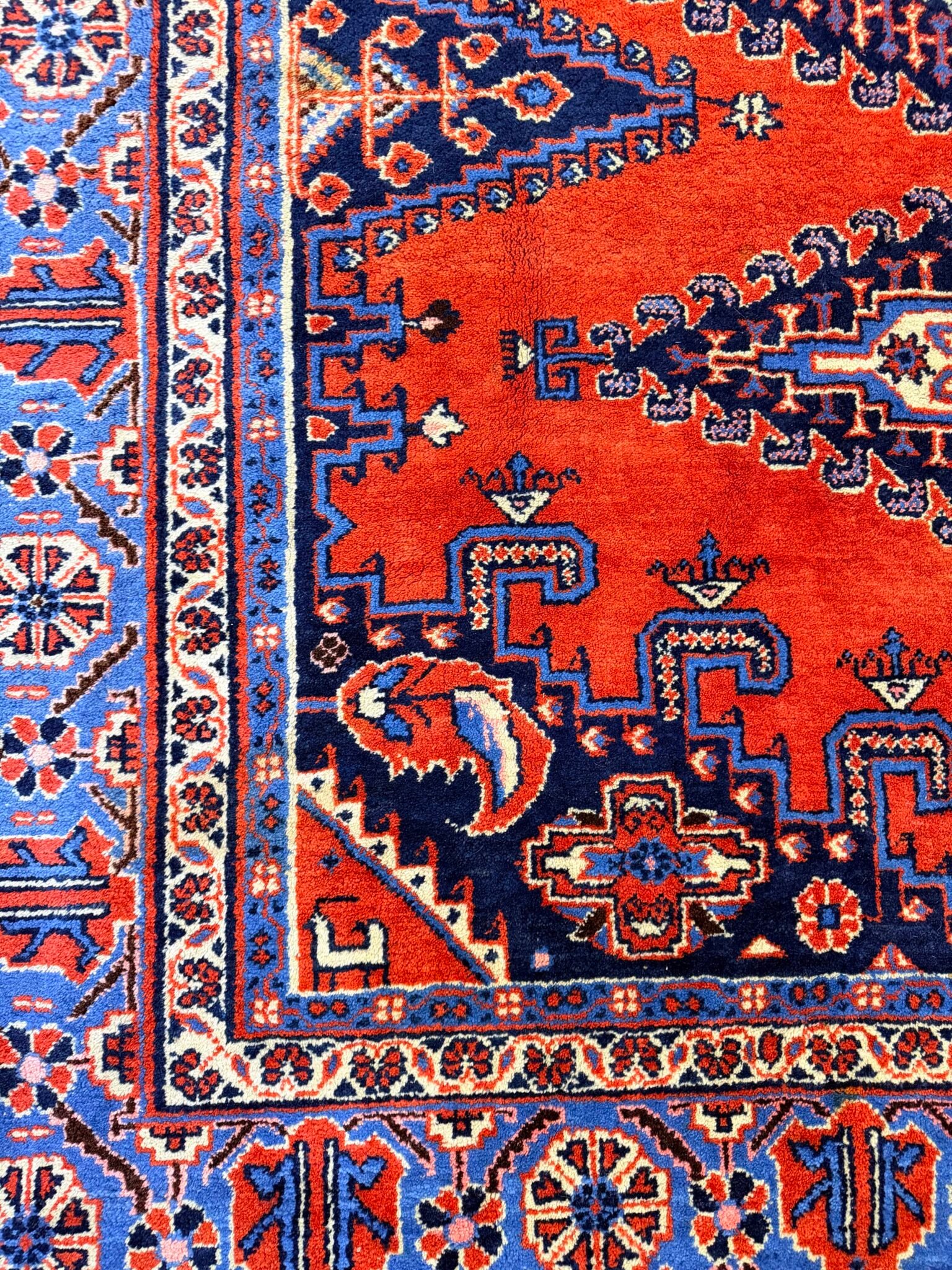 Large Vintage Handknotted Wiss Wool Rug - Image 4