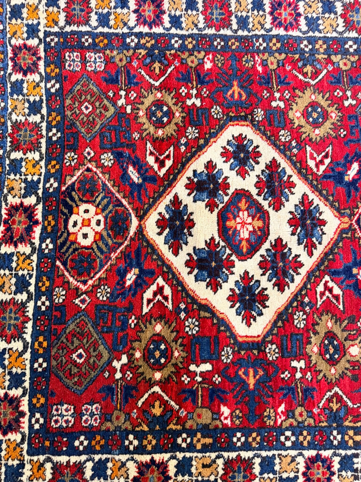 Vintage Handknotted Yalameh Pure Wool Rug - Image 3