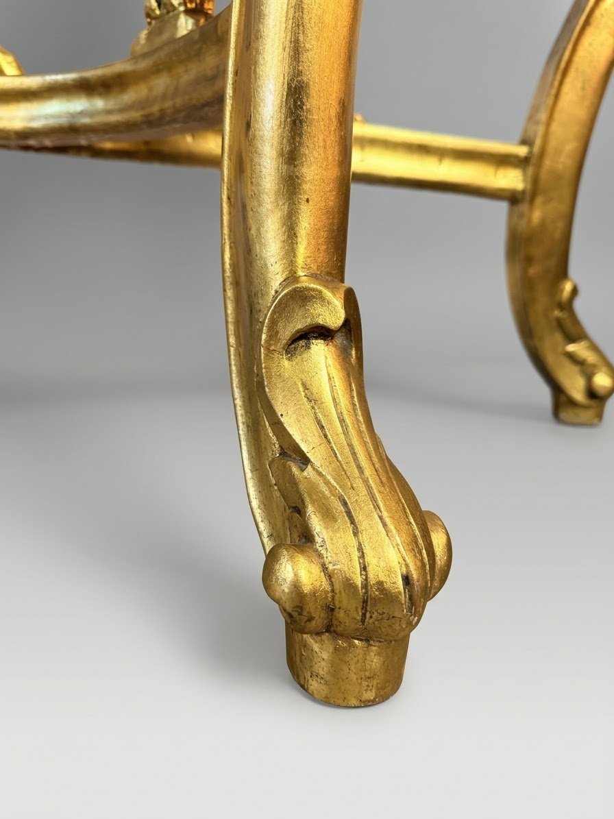 Carved Gilt Wood Console Table with Shaped Marble Top - Image 5