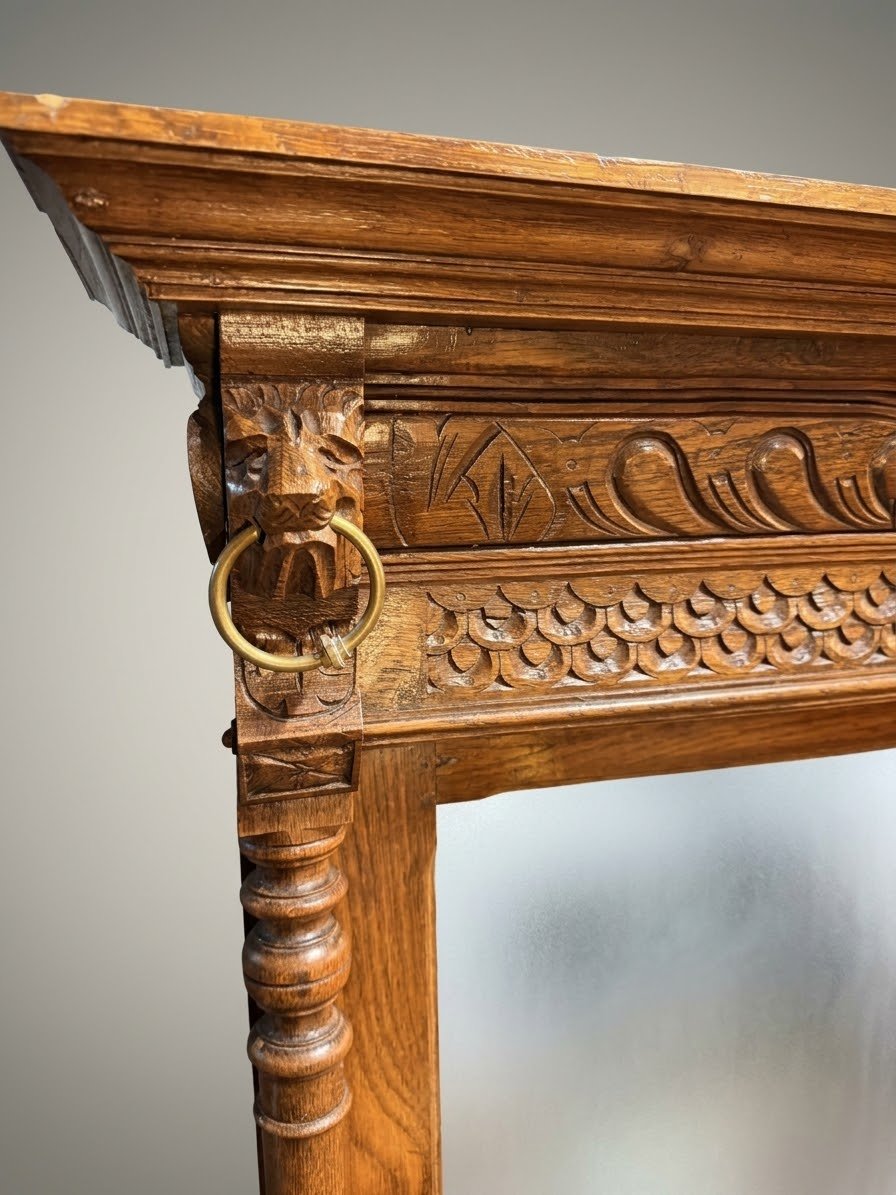 Late 19th Century Belgian Mechelen Carved Oak Mirror - Image 4