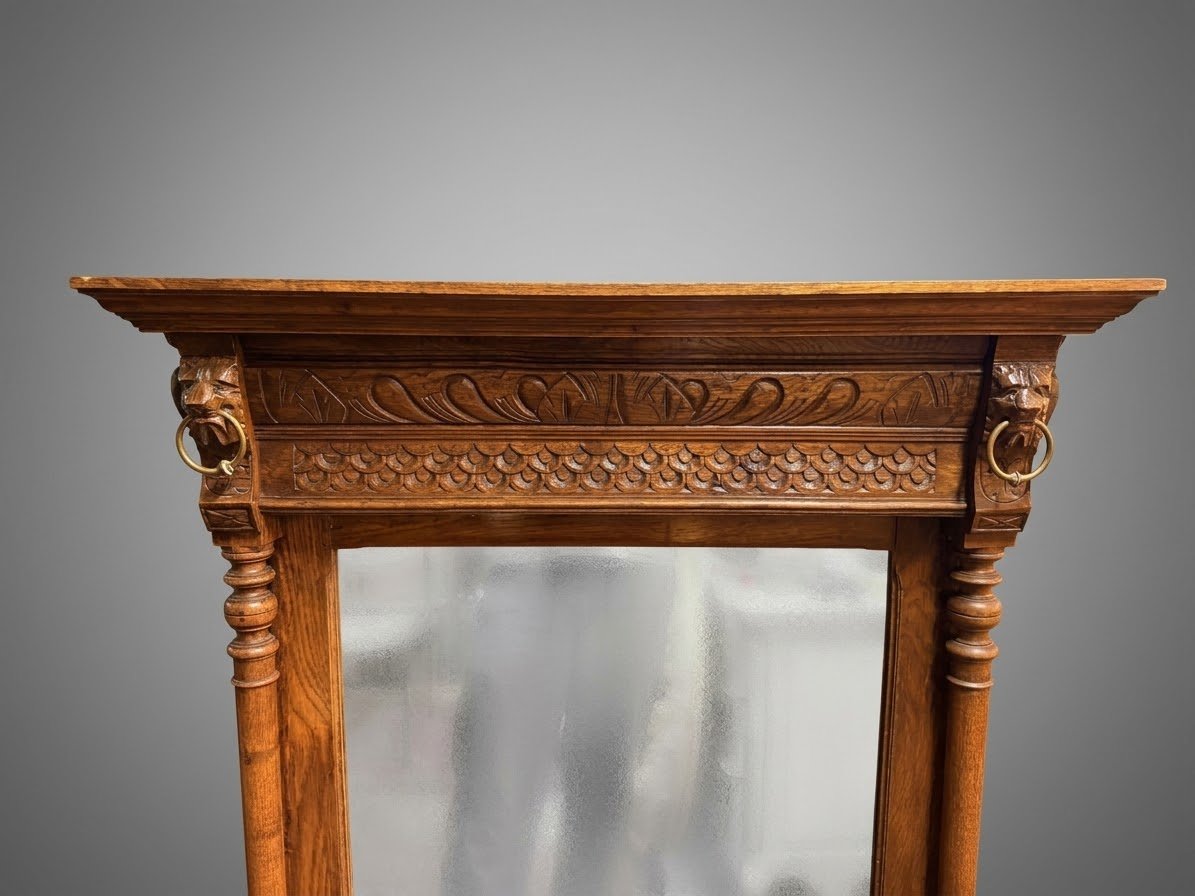 Late 19th Century Belgian Mechelen Carved Oak Mirror - Image 3