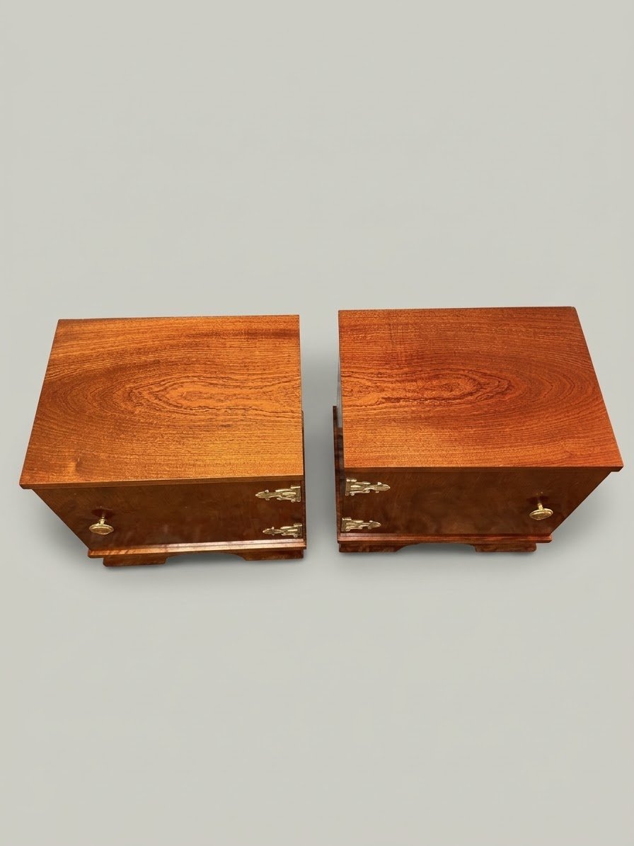 Mid-Century Italian Walnut Nightstands with Brass Hardware - Image 4