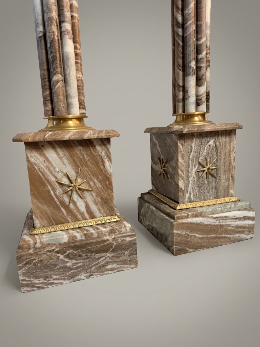 Pair of Marble and Brass Columns - Image 2
